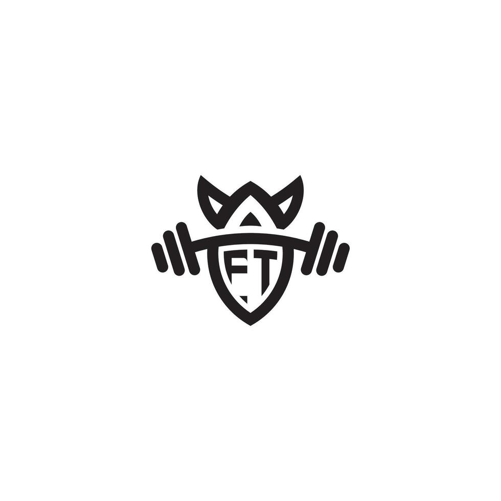 FT line fitness initial concept with high quality logo design vector