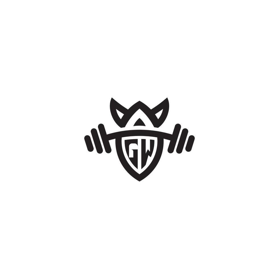 GW line fitness initial concept with high quality logo design vector