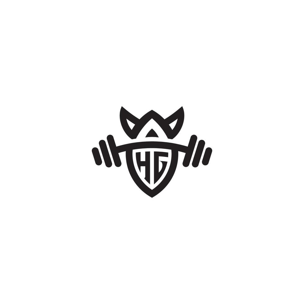 HG line fitness initial concept with high quality logo design vector