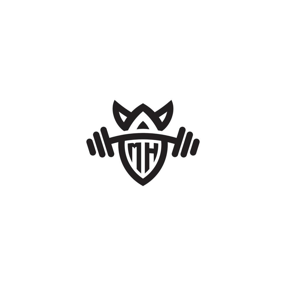 MH line fitness initial concept with high quality logo design vector