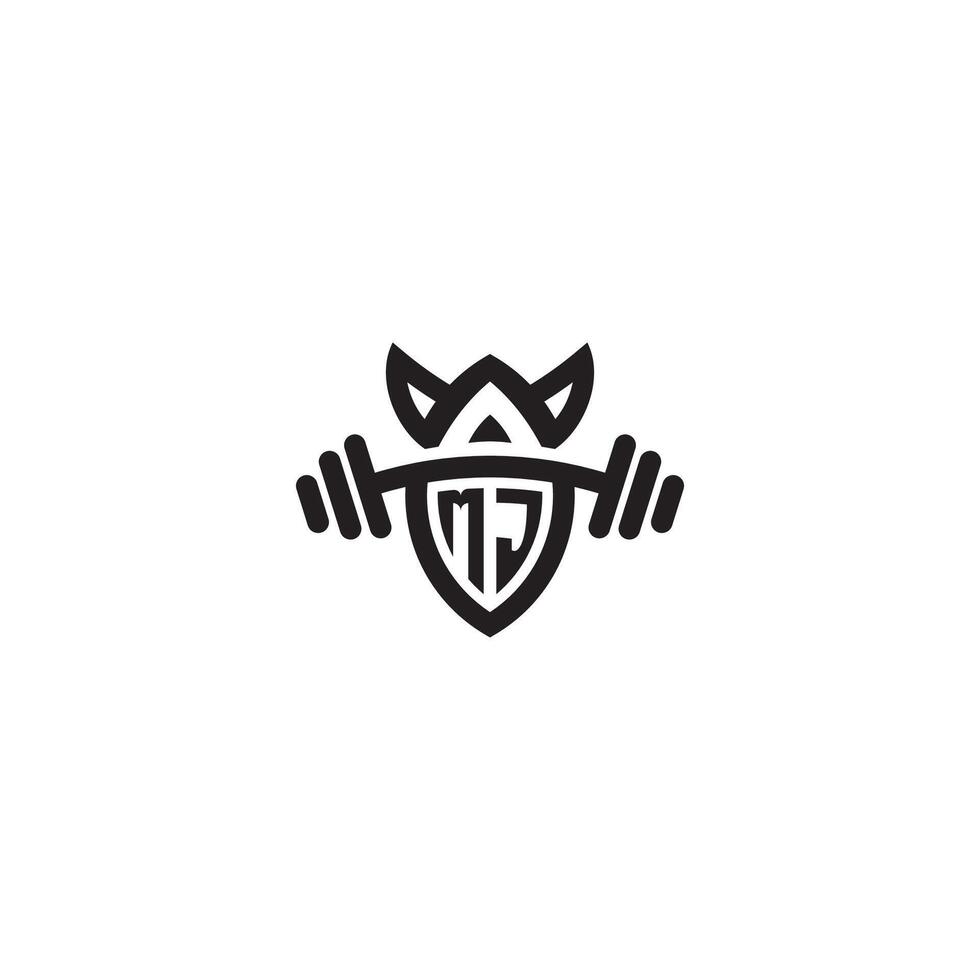 MJ line fitness initial concept with high quality logo design vector