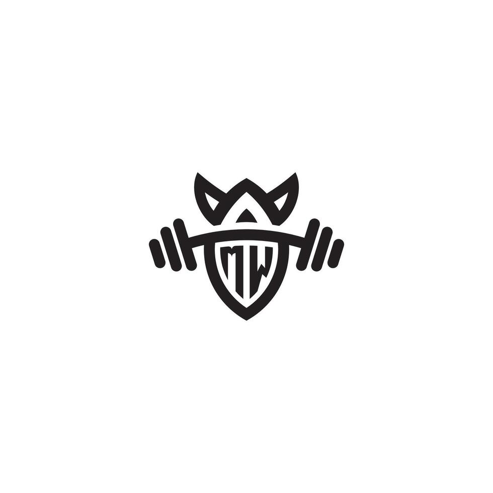 MW line fitness initial concept with high quality logo design vector