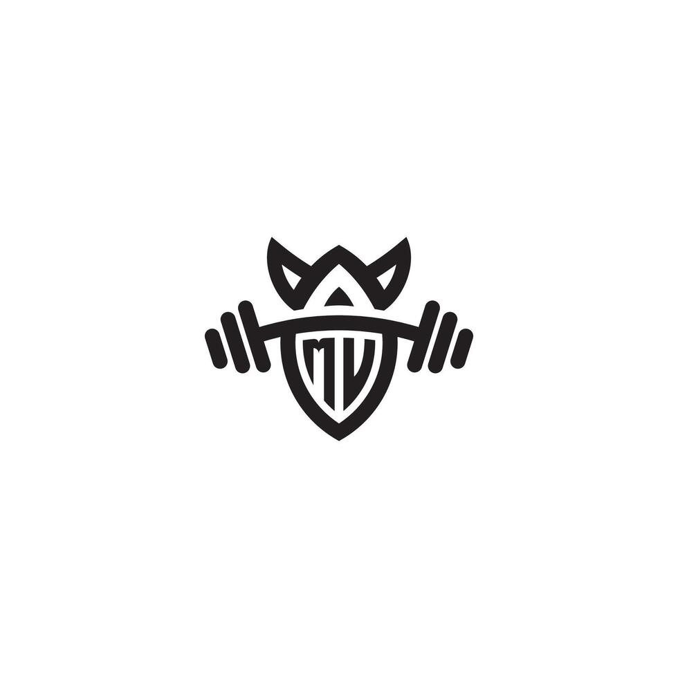 MV line fitness initial concept with high quality logo design vector