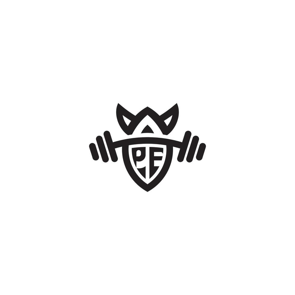 PE line fitness initial concept with high quality logo design vector