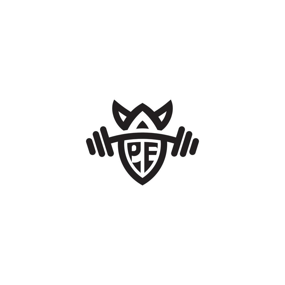 PE line fitness initial concept with high quality logo design vector