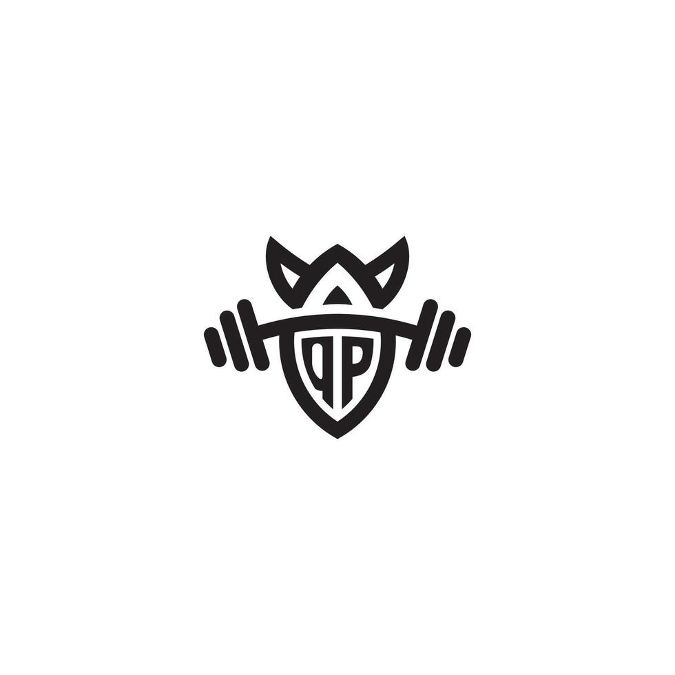 QP line fitness initial concept with high quality logo design vector