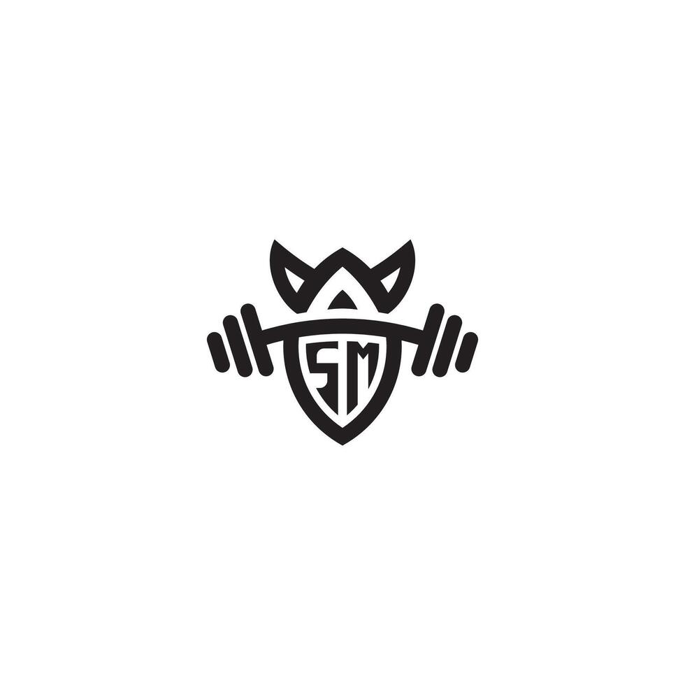 SM line fitness initial concept with high quality logo design vector