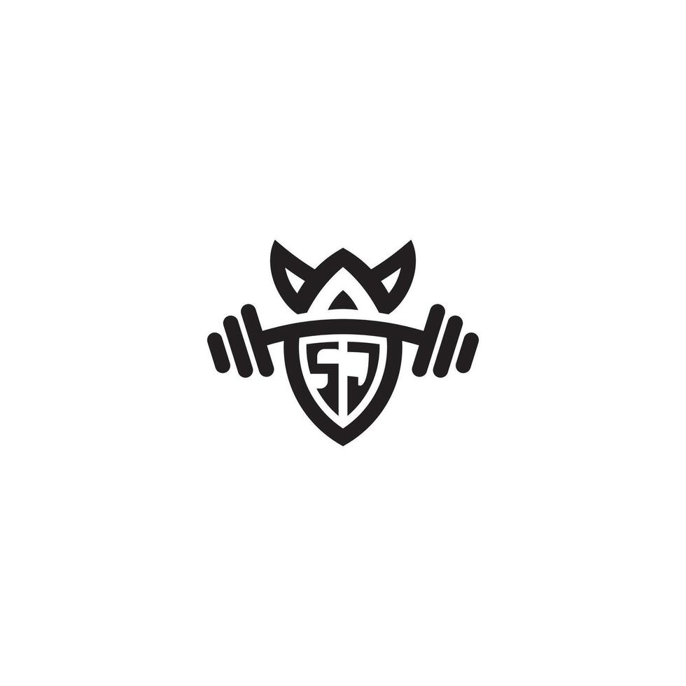 SJ line fitness initial concept with high quality logo design vector