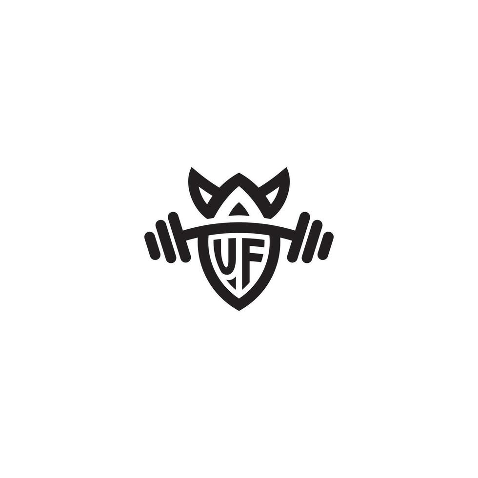 UF line fitness initial concept with high quality logo design vector