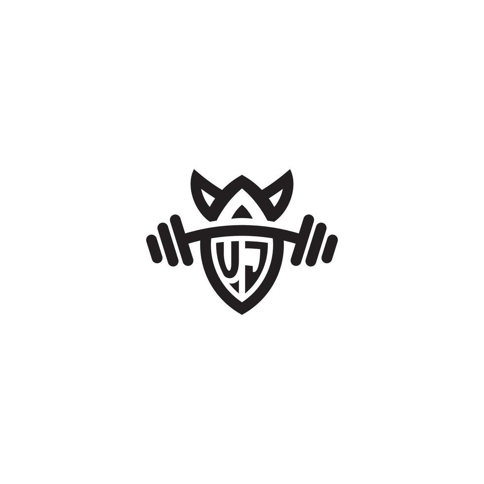 UJ line fitness initial concept with high quality logo design vector