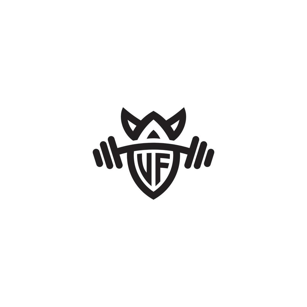 VF line fitness initial concept with high quality logo design vector