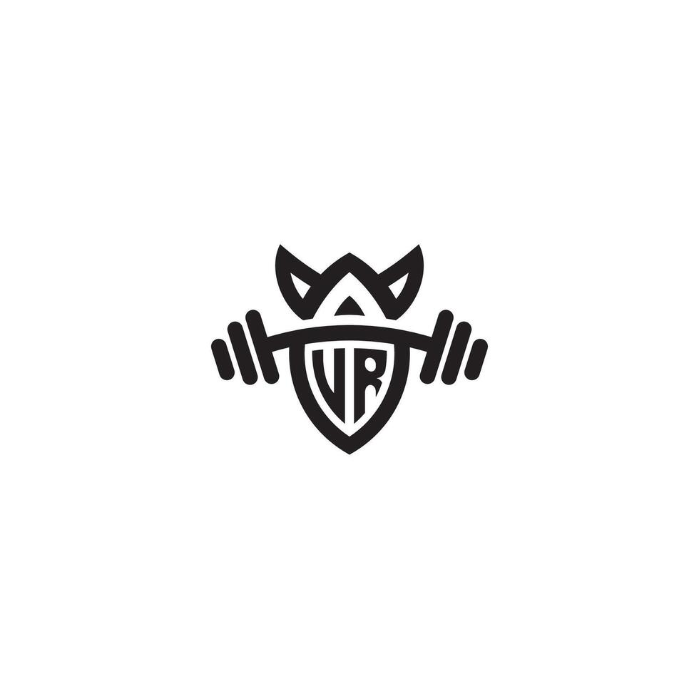 VR line fitness initial concept with high quality logo design vector