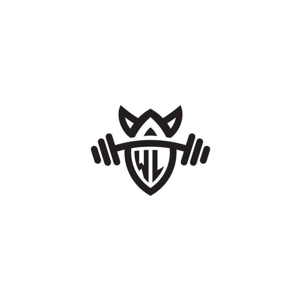 WL line fitness initial concept with high quality logo design vector