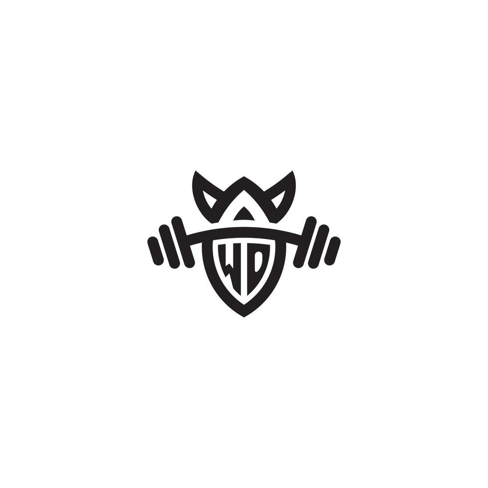 WO line fitness initial concept with high quality logo design vector