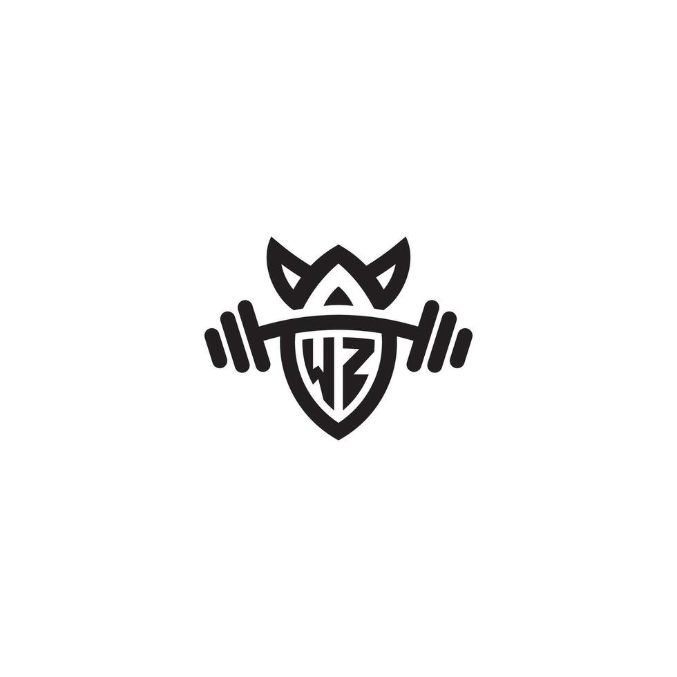 WZ line fitness initial concept with high quality logo design vector