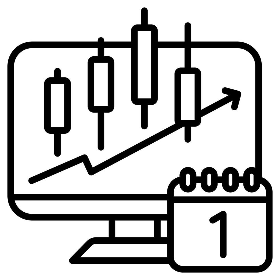 First Day of Trading icon line vector illustration