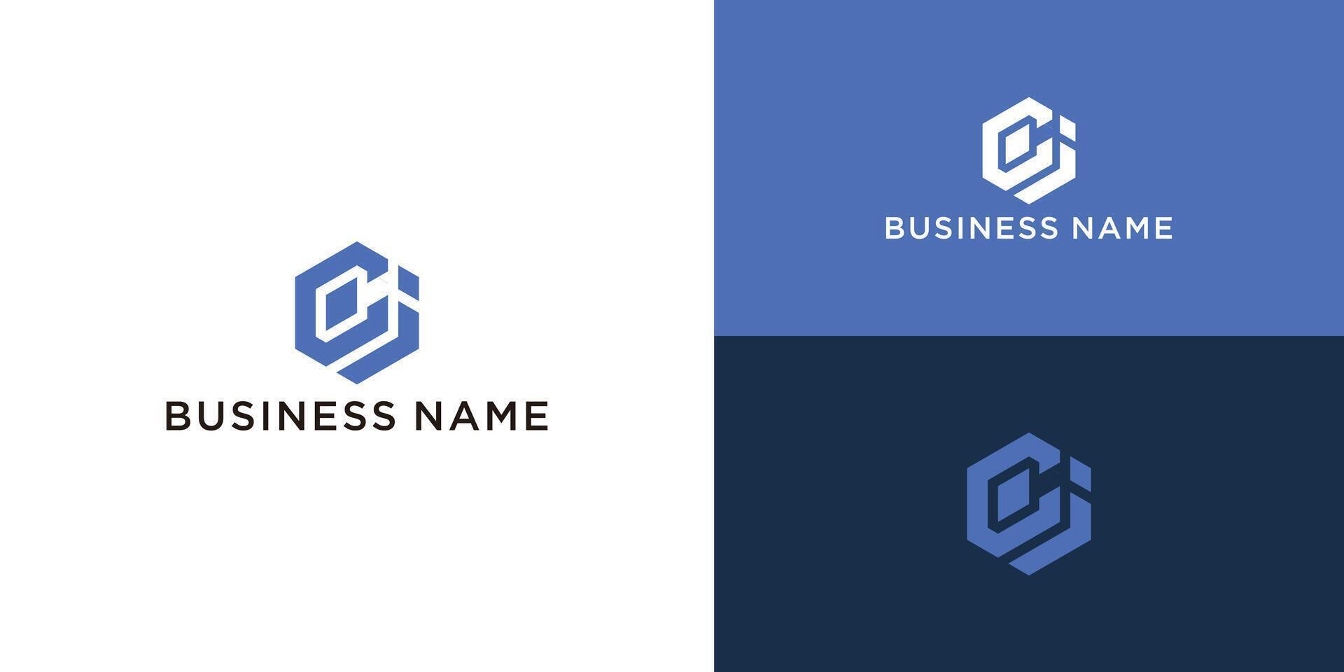 Initial letters CJ hexagon box shape logo vector