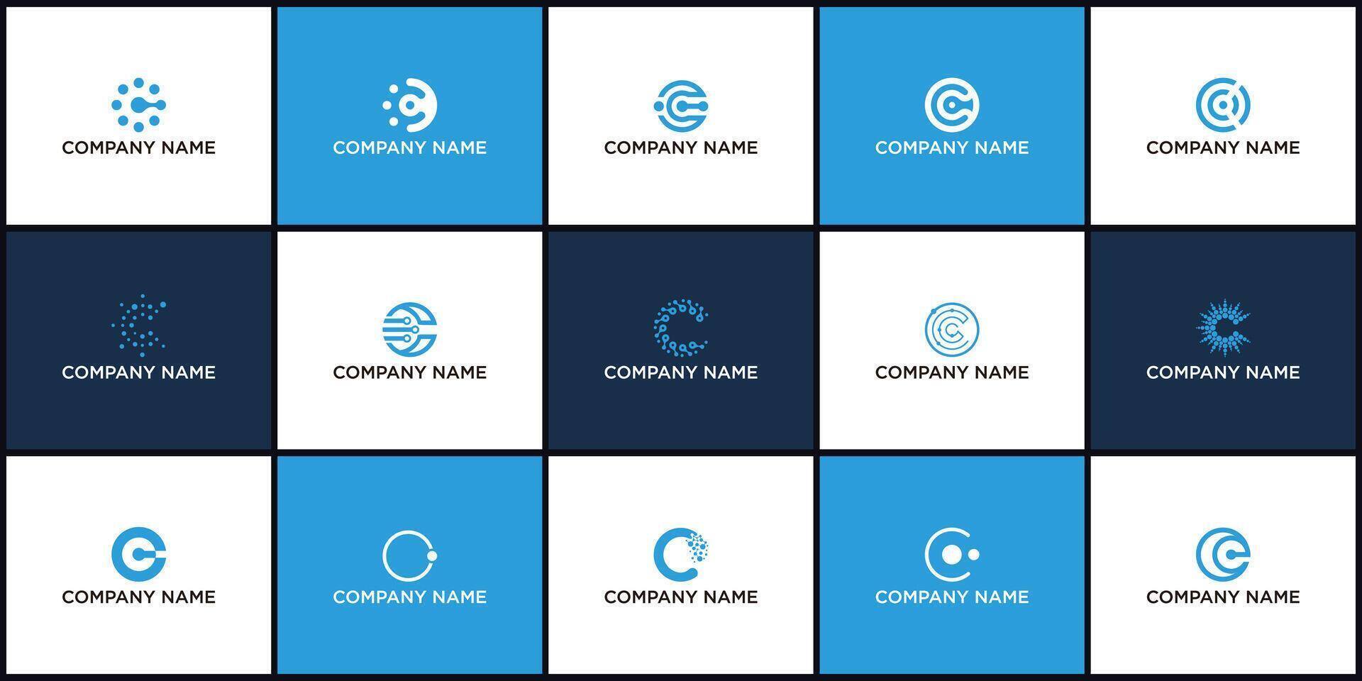 Set of creative letter C logo design template. icons for business of technology, digital, simple. vector