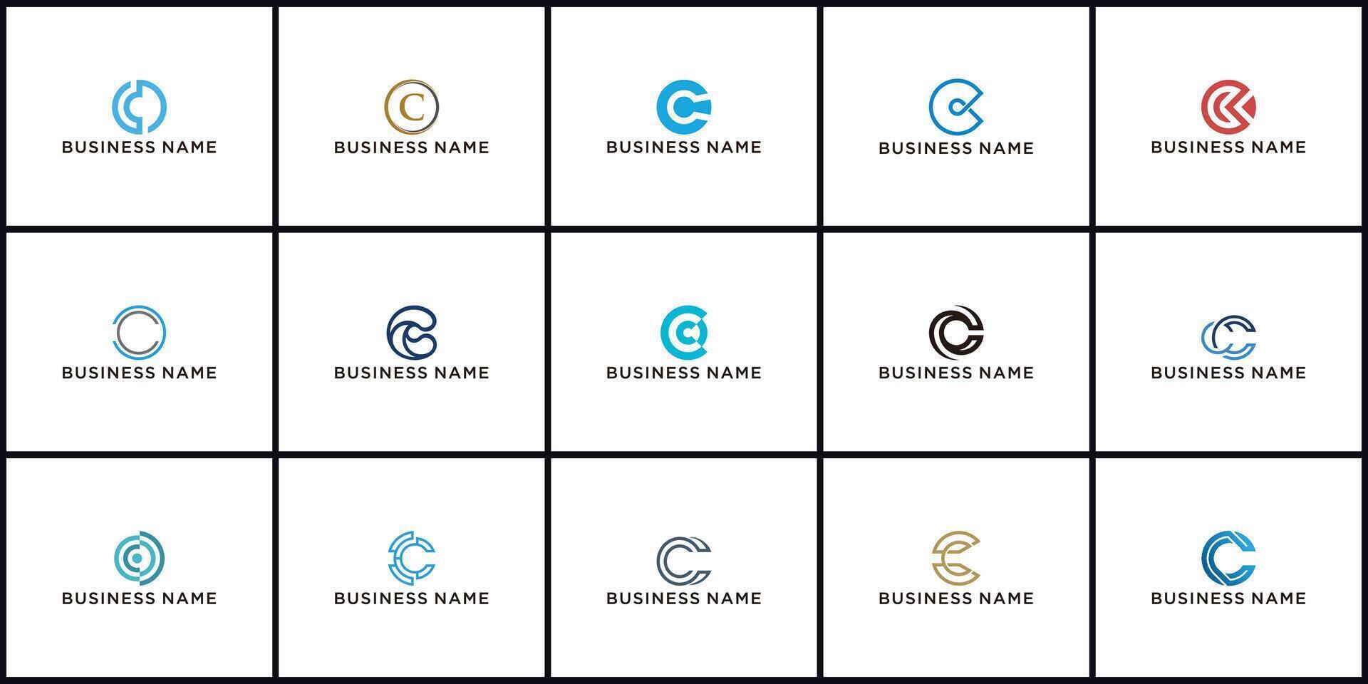 Set of creative letter C logo design template. icons for business of technology, digital, simple. vector