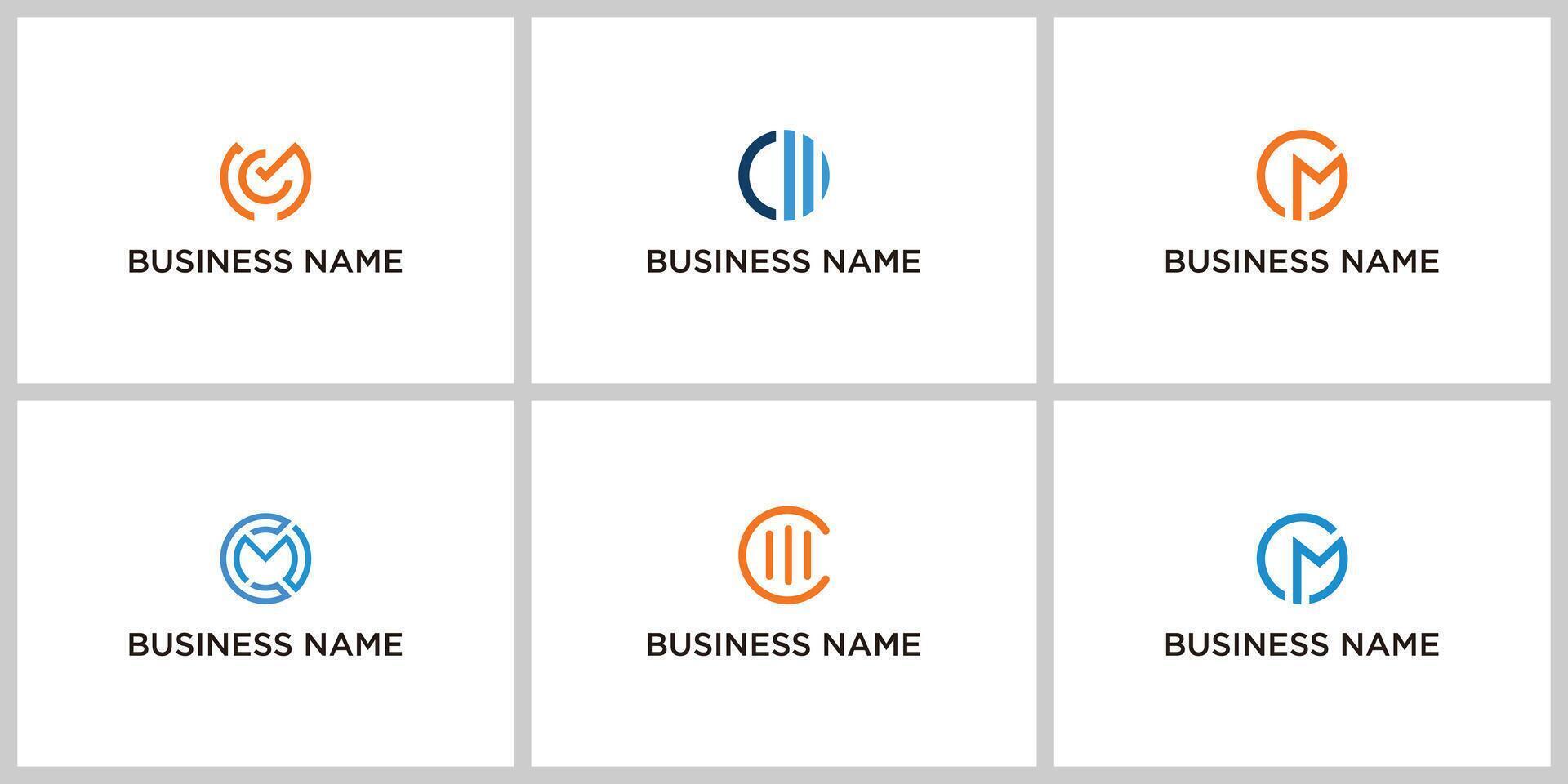 Set of creative monogram cm logo design template. icons for business of luxury, elegant, simple. vector