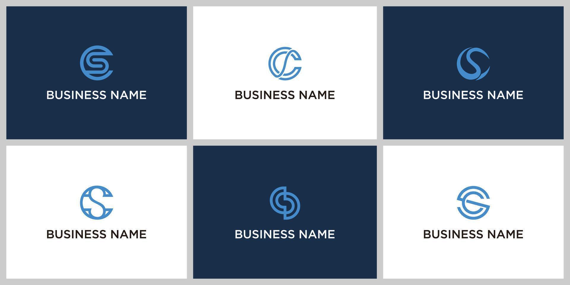 Set of Initial cS monogram. CS circle logo vector