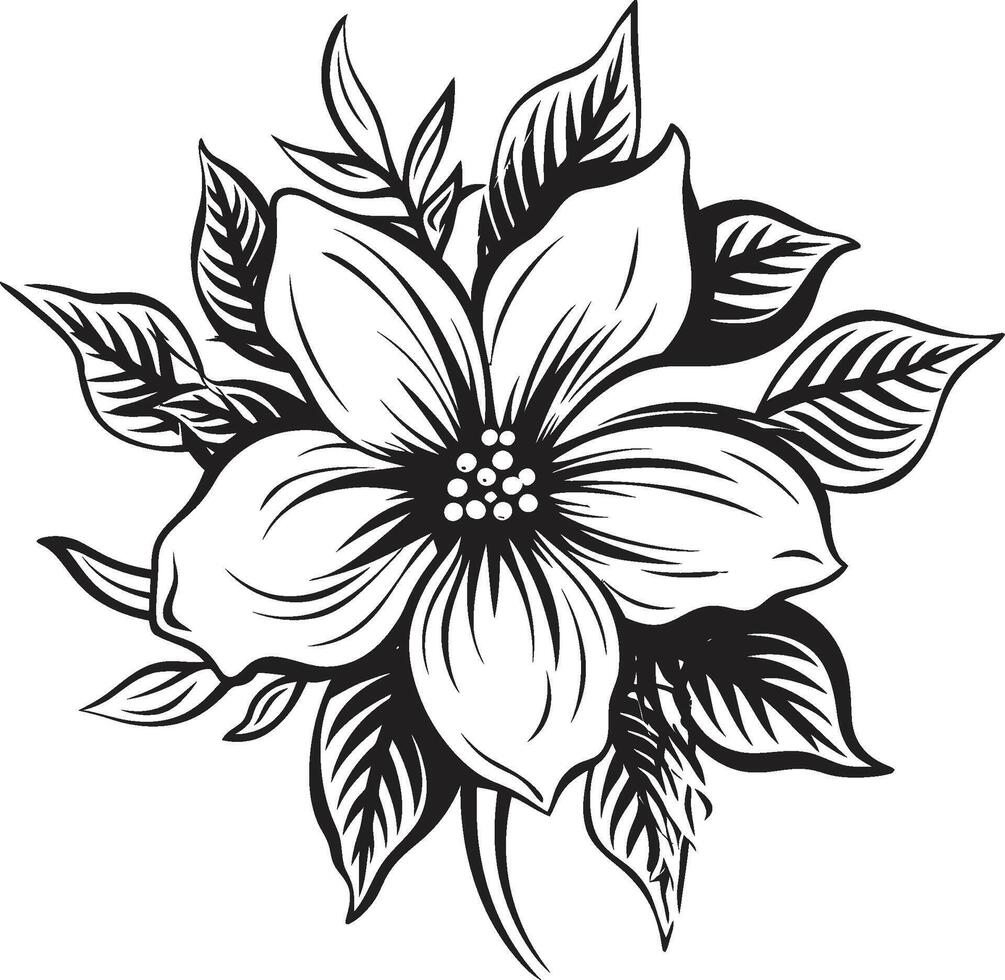 Chic Monochrome Petal Emblematic Icon Elegant Blossom Vector Stylish Mark