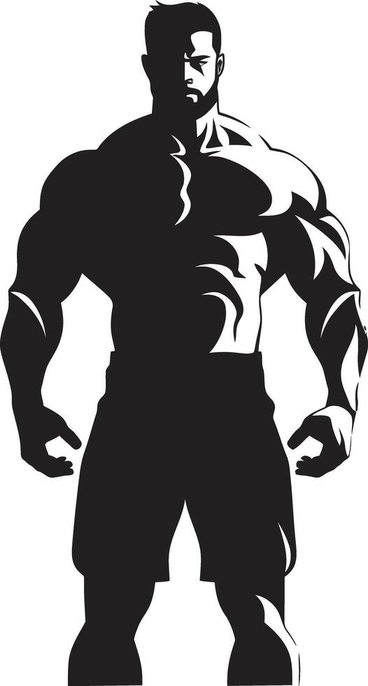 Defined Dominance Bodybuilders Iconic Vector Design Jet Black Bulk Full Body Vector Logo Icon