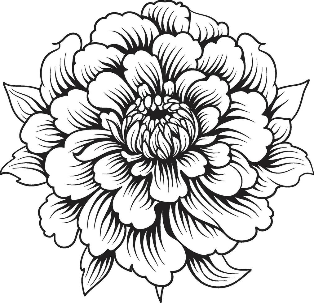 Floral Accent Minimalistic Icon Art Petite Blossom Emblem Monochrome Design vector