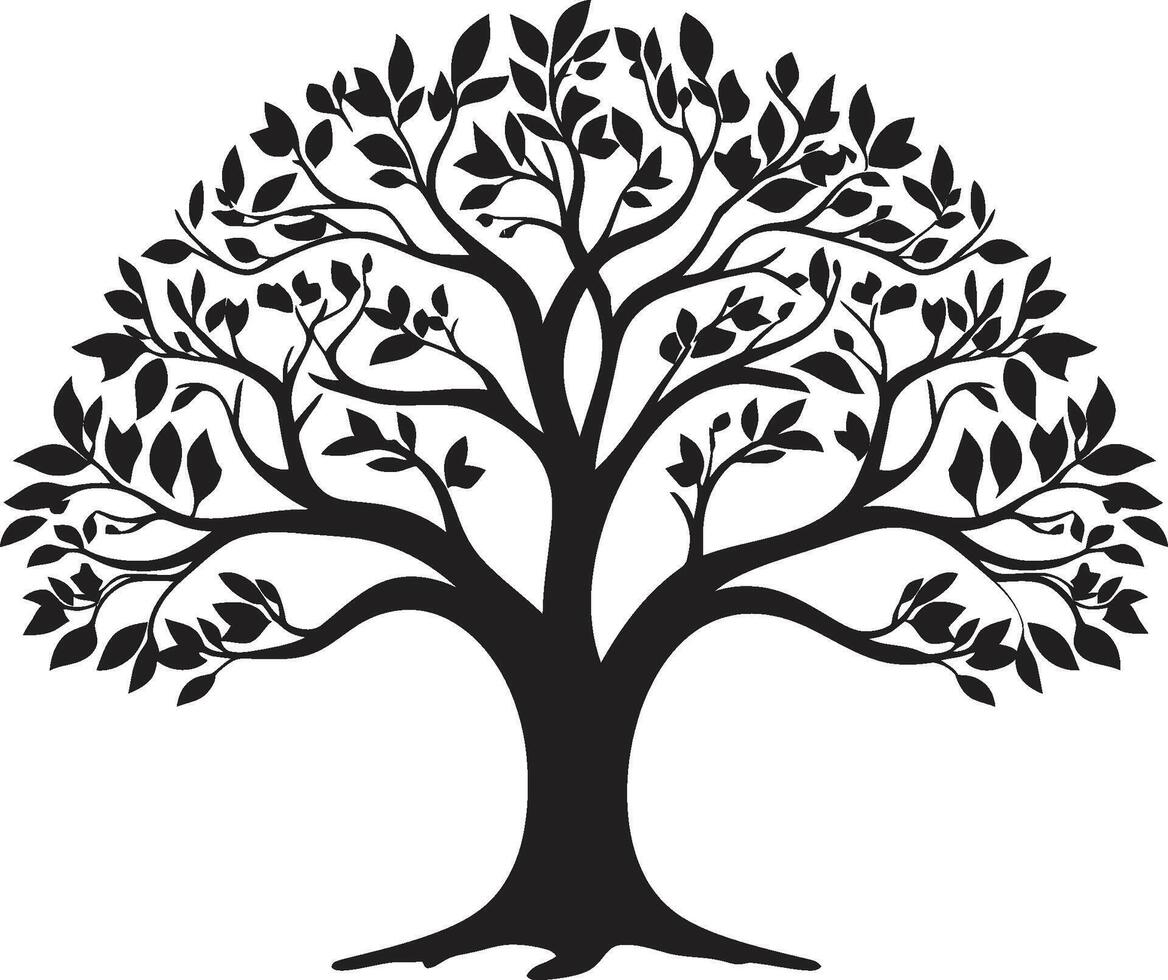 Ethereal Tree Vector Monochrome Emblem Graceful Arboreal Mark Iconic Detail