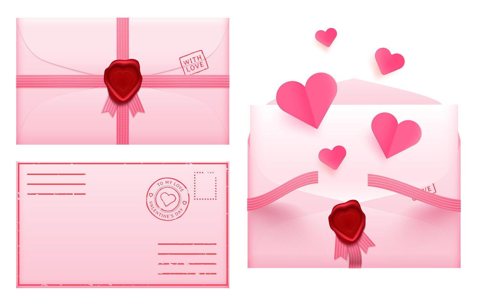 Valentine day envelope. Love romantic paper mail vector