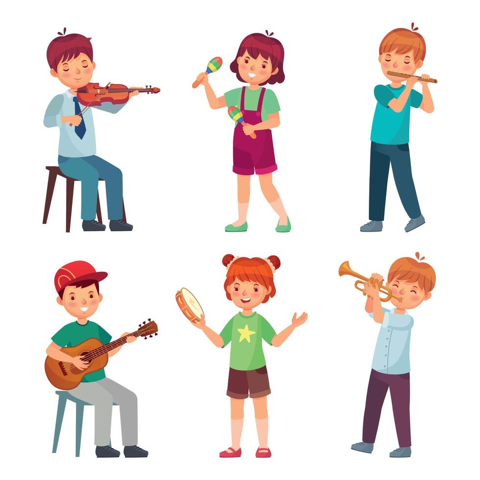 Children orchestra play music, musical and gifted vector