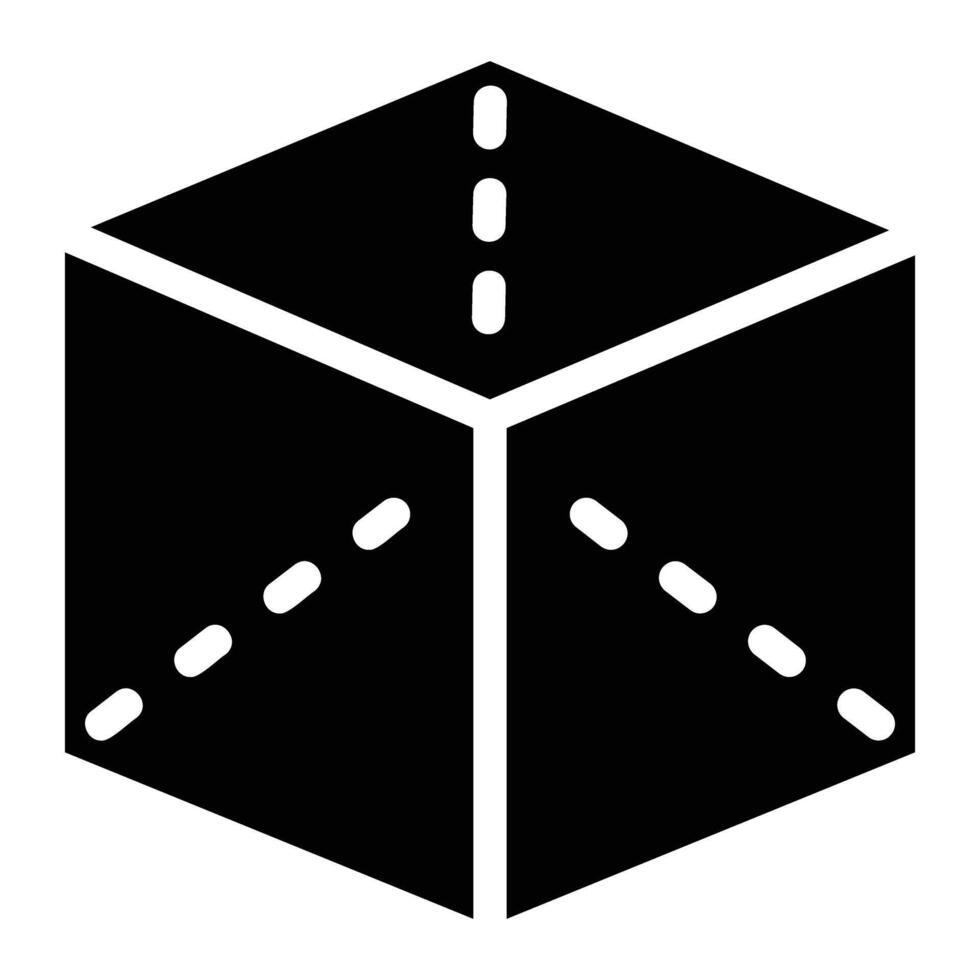 cube 3d Glyph Icon Background White vector