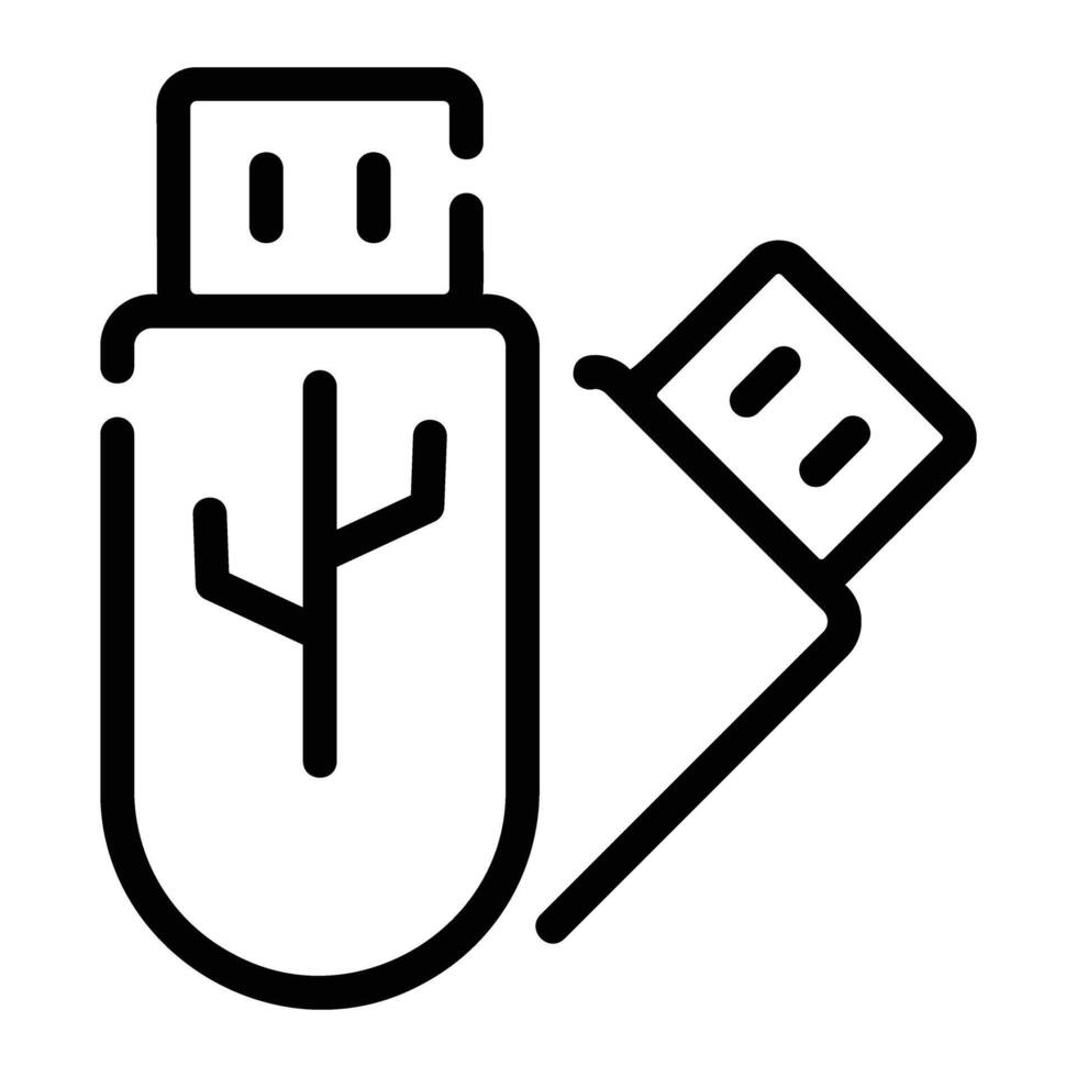 memoria USB línea icono antecedentes blanco vector