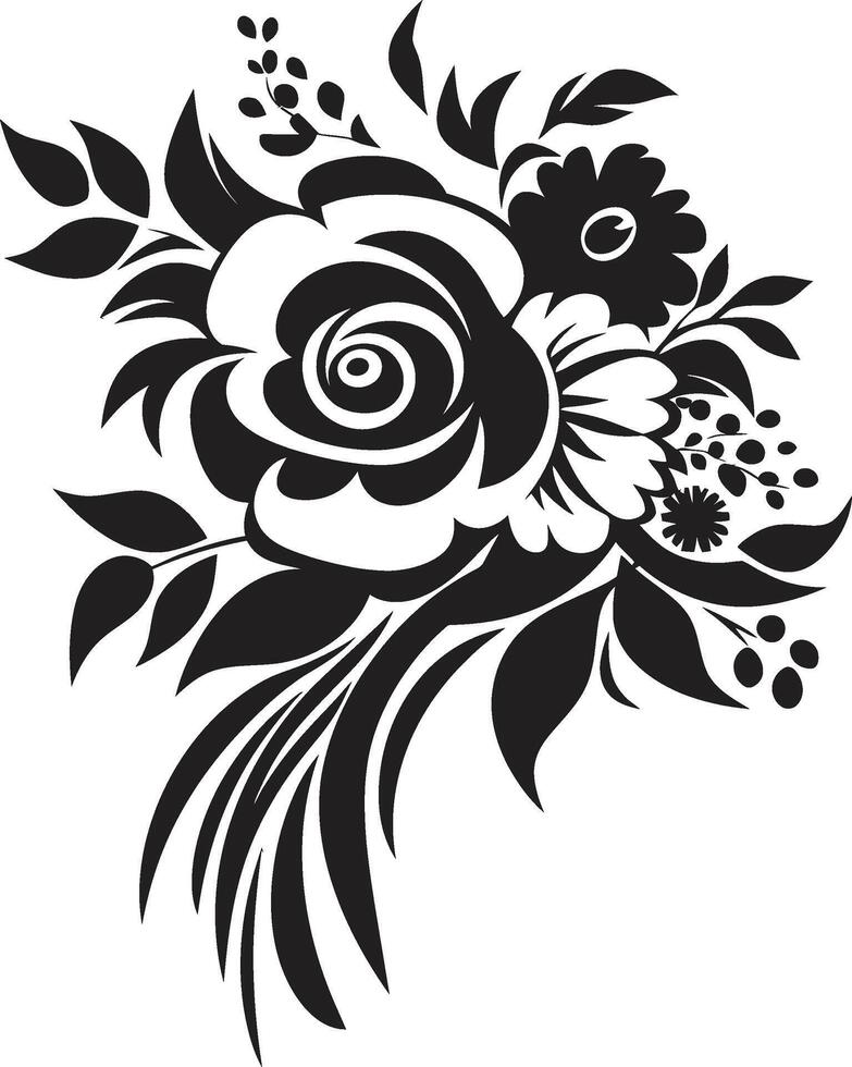 Wedded Petal Ensemble Bridal Bouquet Icon Bouquet Essence Monochrome Vector Logo