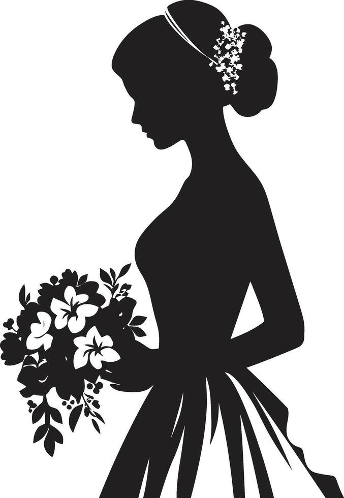 Glamorous Portrait Vector Emblem Ethereal Beauty Black Icon