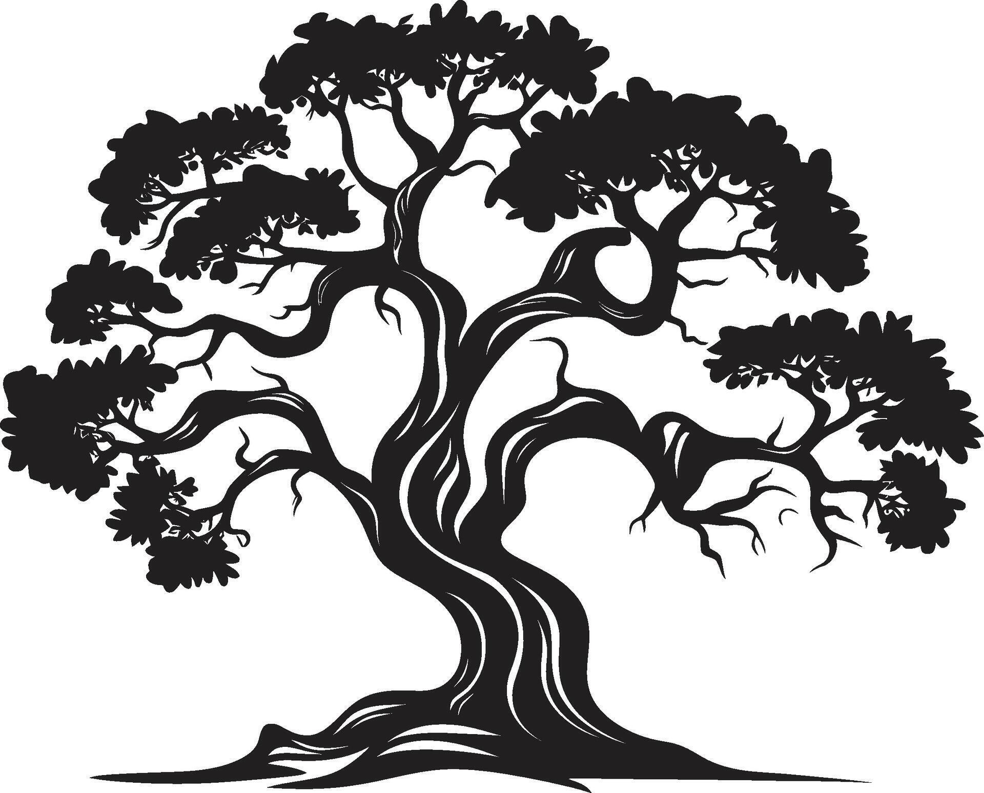 Minimalistic Arboreal Emblem Vector Icon Chic Monochrome Foliage Emblem ...