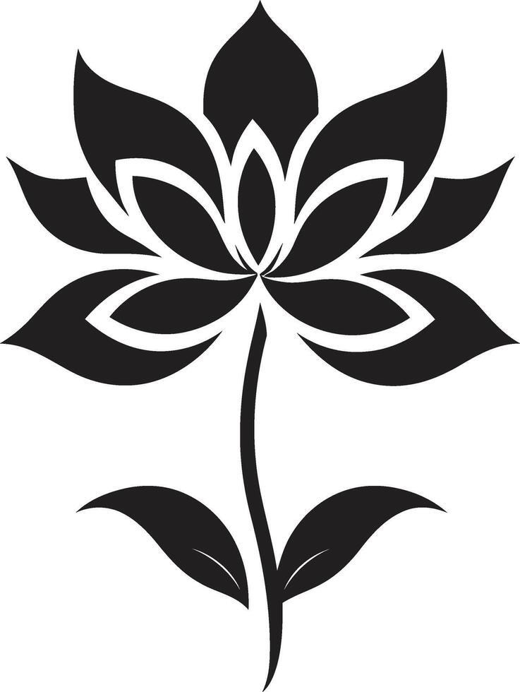 Elegant Floral Emblem Monochrome Icon Detail Sleek Bloom Mark Stylish Emblematic Detail vector