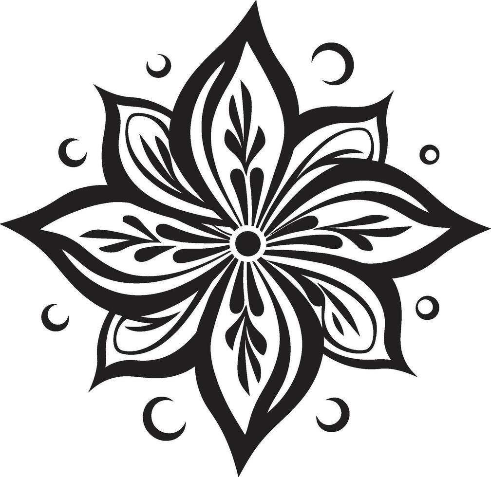 Elegant Blossom Vector Stylish Mark Minimalistic Floral Emblem Black Detail