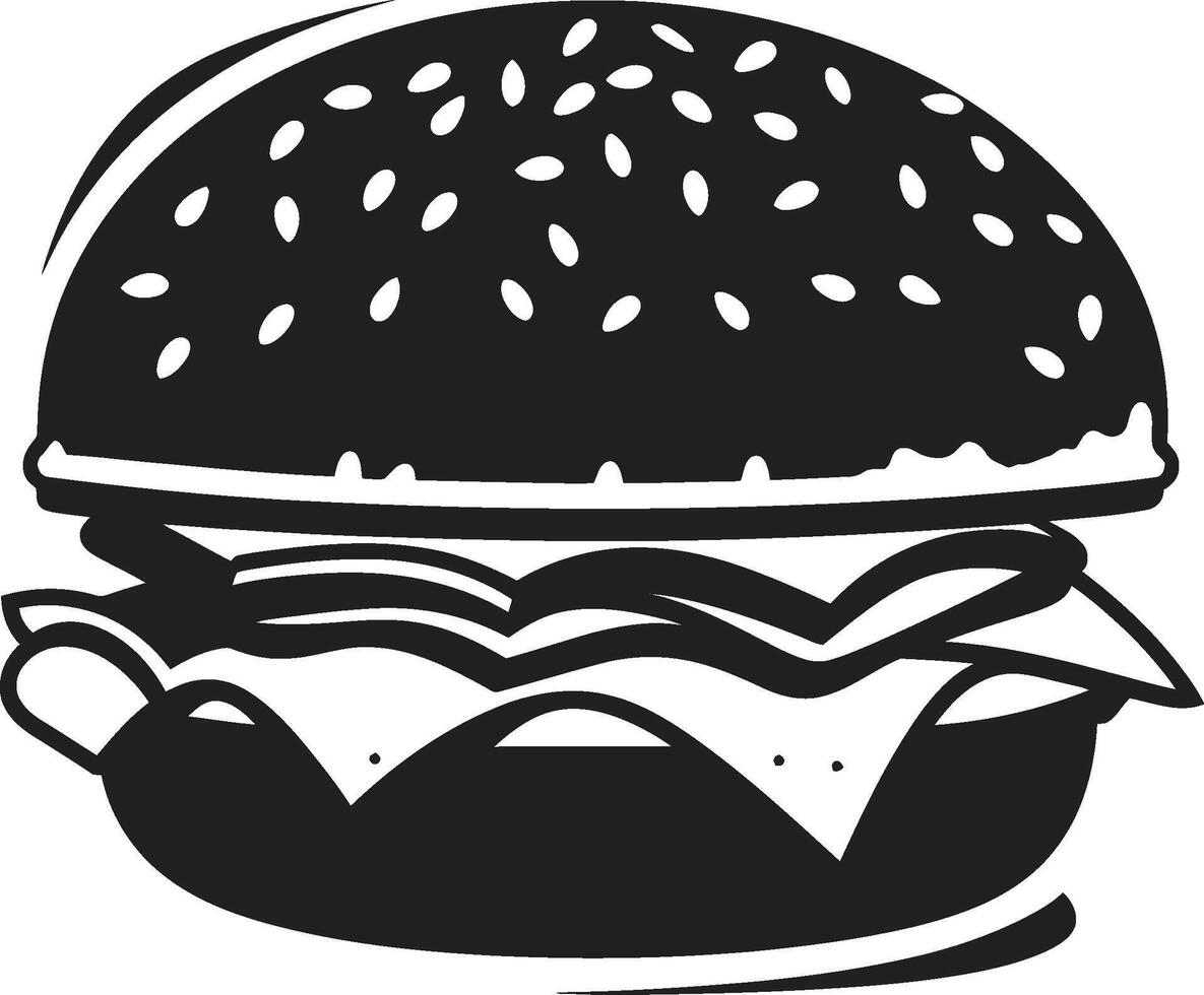 Gourmet Savory Black Vector Emblem Yummy Bite Black Burger Icon