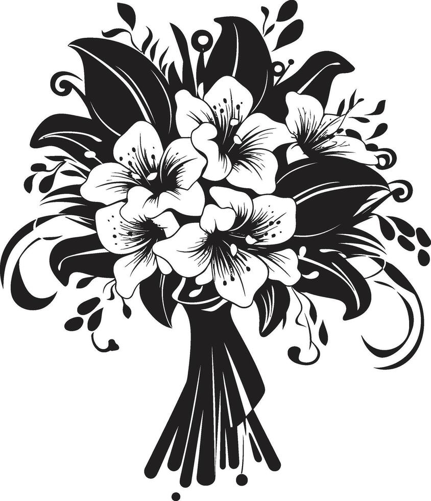 pétalo resplandor monocromo nupcial caja agraciado floral elegancia negro vector emblema