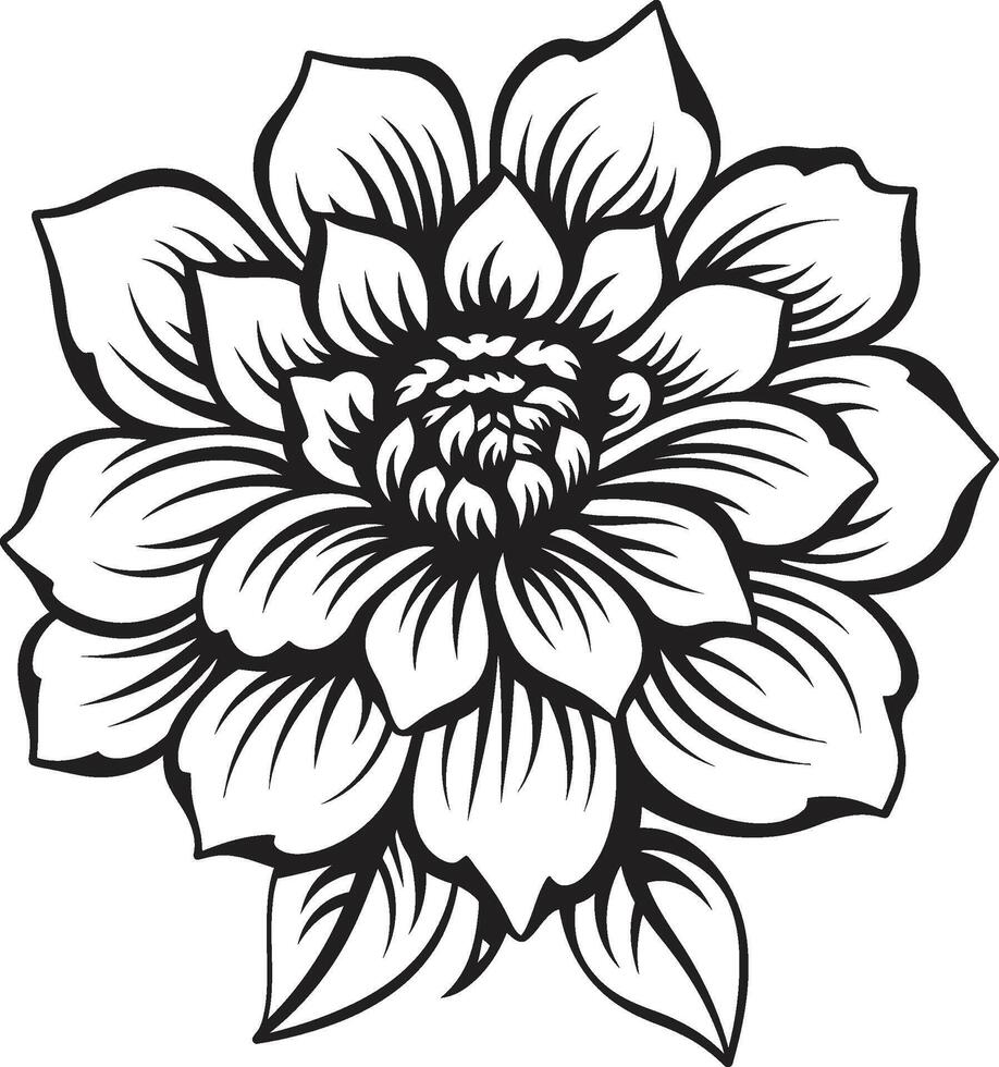 Botanical Minimalism Iconic Monotone Graceful Blossom Design Black Emblem vector