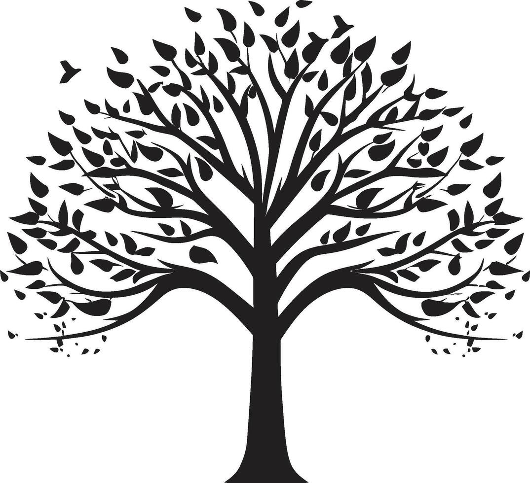 Elegant Black Logo Iconic Tree Design Minimalistic Arboreal Emblem Vector Icon