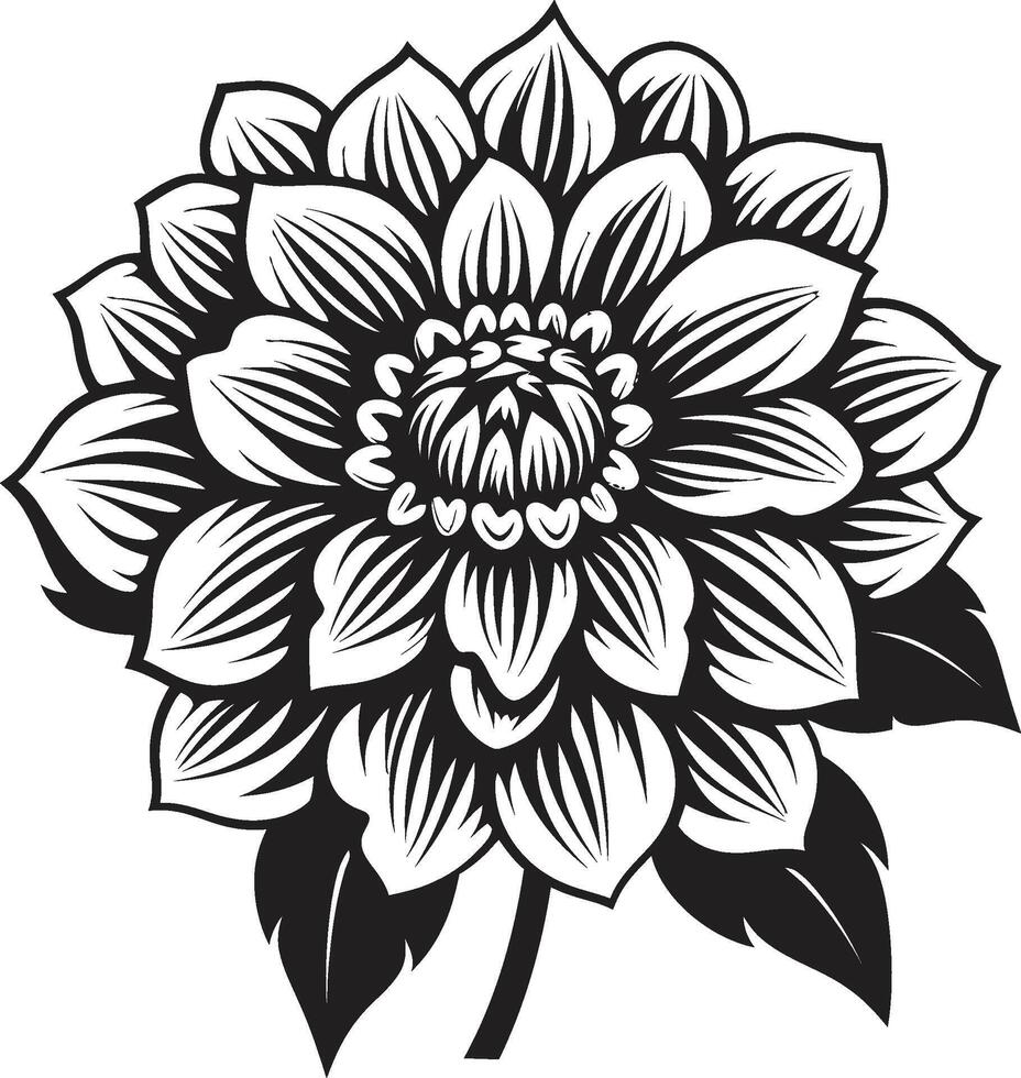 singular florecer símbolo negro icono artístico flor impresión vector monótono