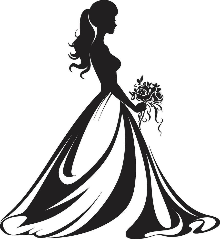 Classic Bride Design Black Vector Emblem Sophisticated Wedding Elegance Bride Icon