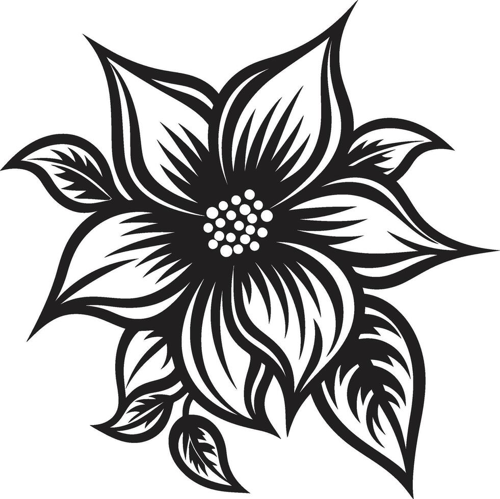 elegante pétalo diseño negro icono detalle elegante monocromo flor vector icónico gracia detalle