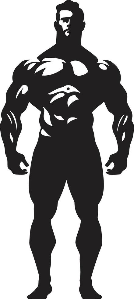 Obsidian Power Bodybuilders Iconic Vector Icon Strength Silhouette Full Body Black Vector Design