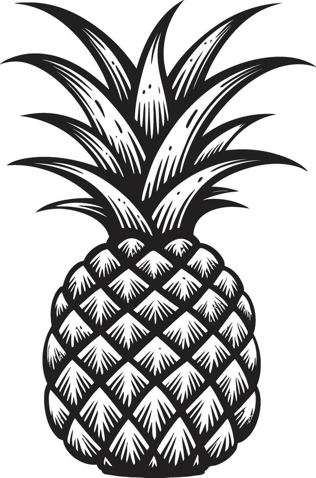 fructífero elegancia piña icónico emblema elegante tropical toque negro vector icono
