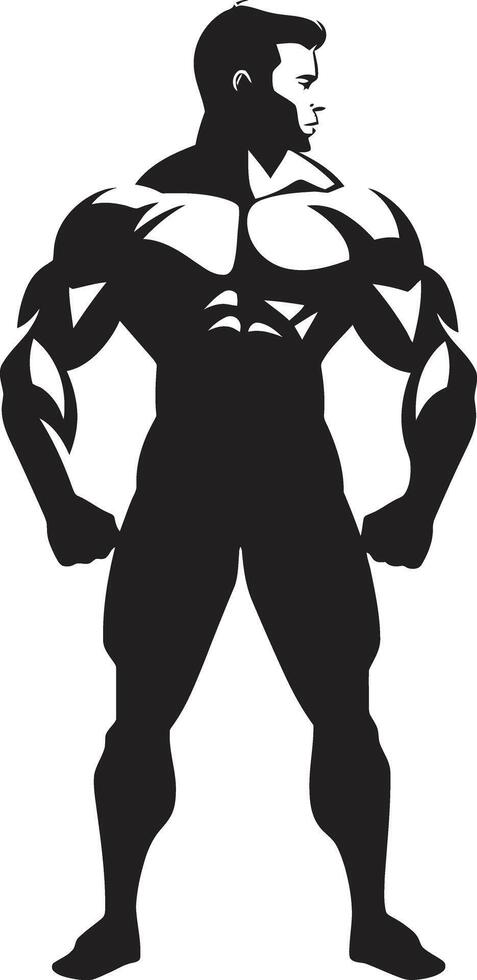 Shadowed Strength Full Body Vector Design Blackout Bulk Bodybuilders Iconic Vector Emblem