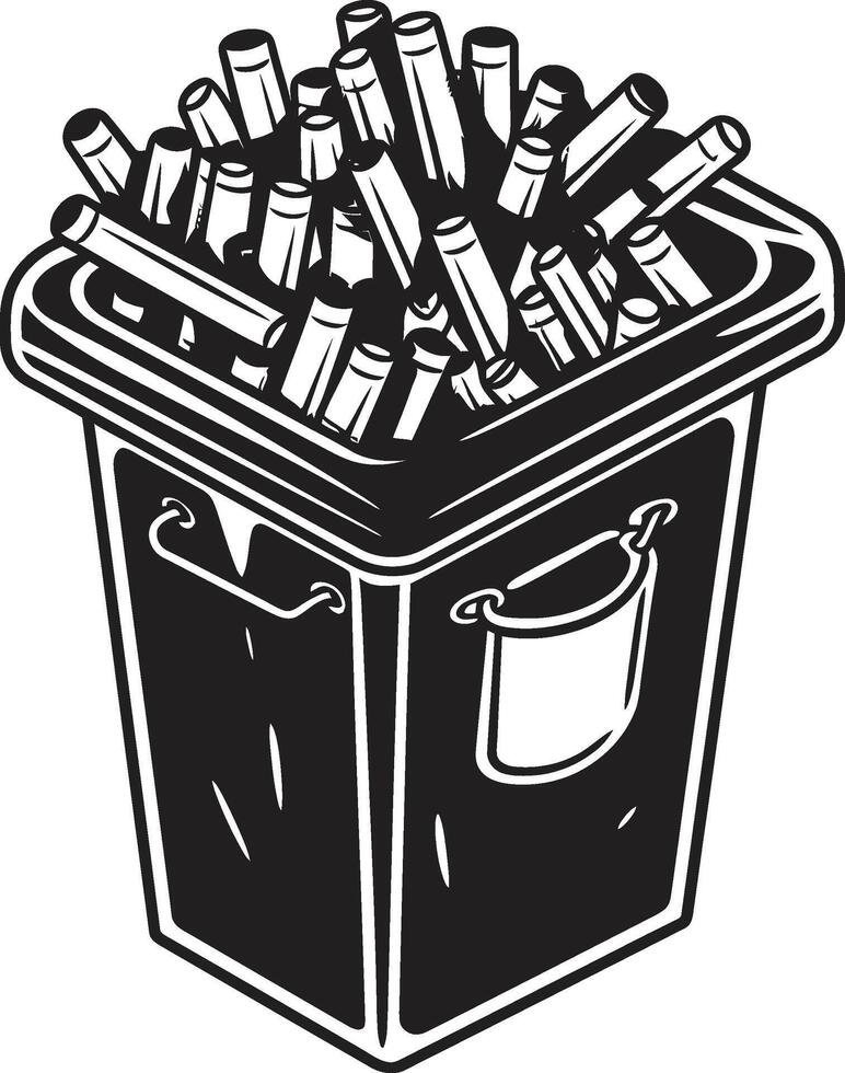 Trash Bin Reminder Black Vector Emblem Cigarette End Disposal No Smoking Icon
