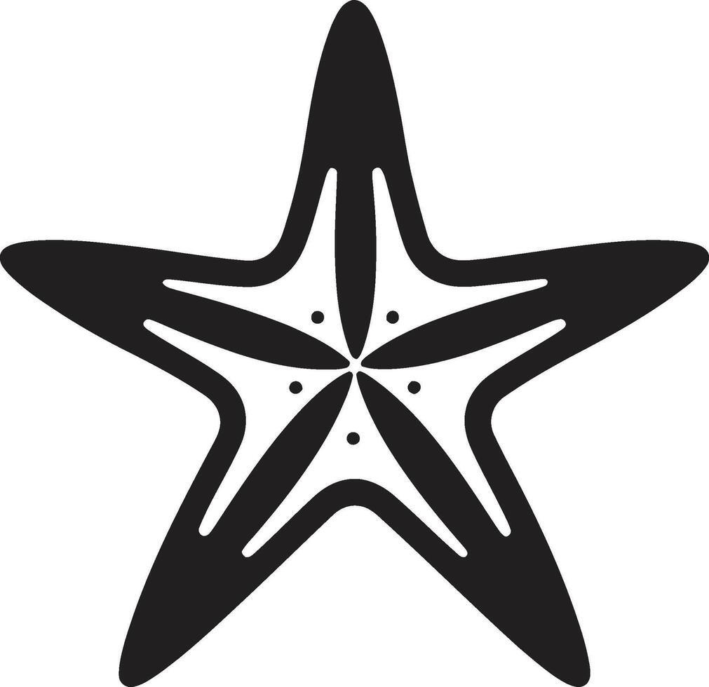 Seabed Jewel Black Starfish Symbol Tidal Signature Vector Starfish Mark